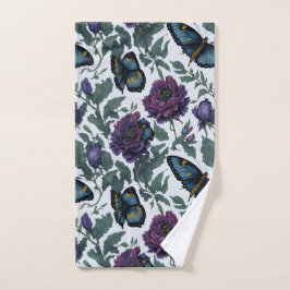 Toalha De Mão Borboletas florais magenta púrpura de ameixa de vi