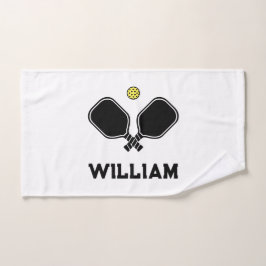Toalha De Mão Branco de Pickleball de Nome Personalizado