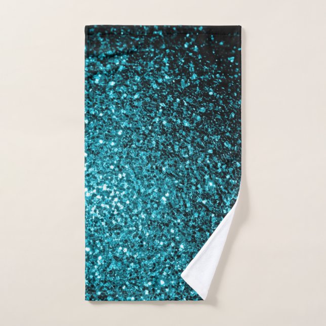 Toalha De Mão Brilho de glitter azul aqua (Toalha de mão)