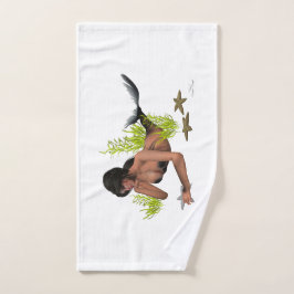 Toalha De Mão Brunette Mermaid com Torre de Mão de Estrelas