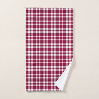 Toalha De Mão Burgundy White Plaid Pattern
