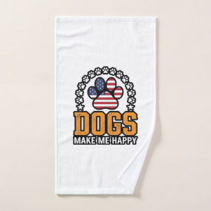 Toalha De Mão Cães Me Fazem Feliz Camisa Vintage Patriótica Pata