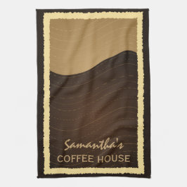 Toalha De Mão Café e Creme Ondas Verticais de Chá de Cozinha