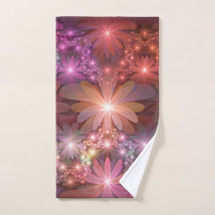 Toalha De Mão Cama De Flores Arte Fractal Abstrato brilhante Col