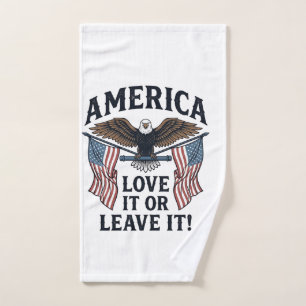 Toalha De Mão Camisa Águia Patriótica América Ame-a Ou Deixe-a_