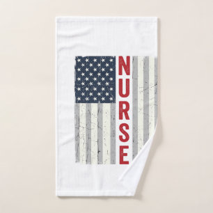 Toalha De Mão Camisa de Enfermeira com Bandeira Americana Desenh