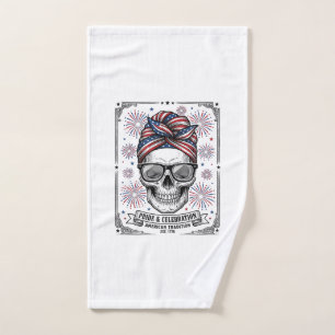 Toalha De Mão Camisa de Gravura Vintage Foguetes de Caveira Patr