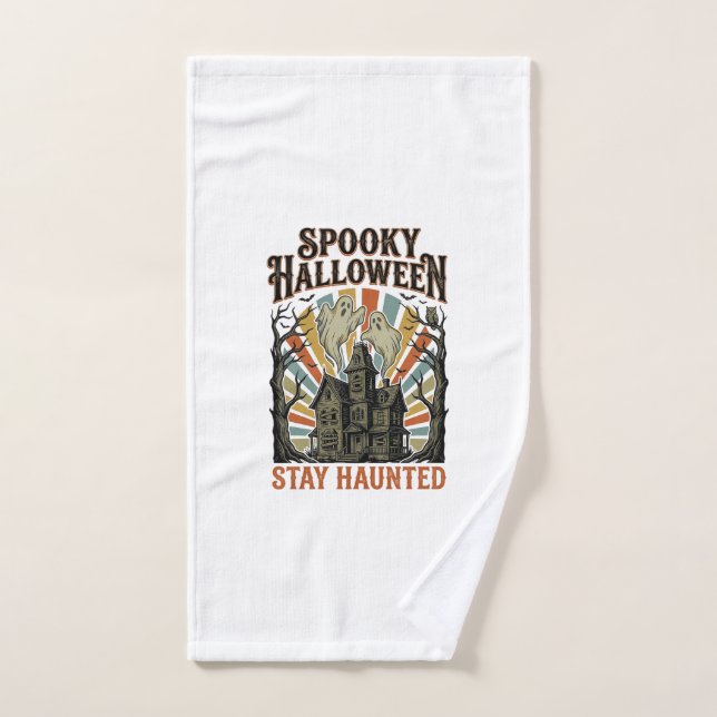 Toalha De Mão Camisa de Halloween de Casa Assombrada com Fantasm (Toalha de mão)