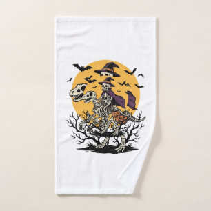 Toalha De Mão Camisa de Halloween de Dinossauro Esqueleto Vintag