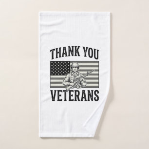 Toalha De Mão Camisa de Soldado de Bandeira Vintage Obrigado Vet