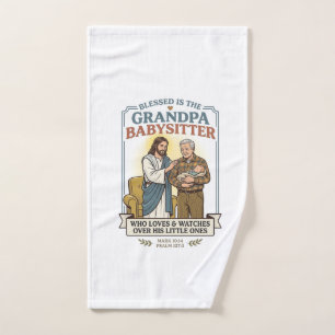 Toalha De Mão Camiseta Humor Babá Avós de Jesus Fé B