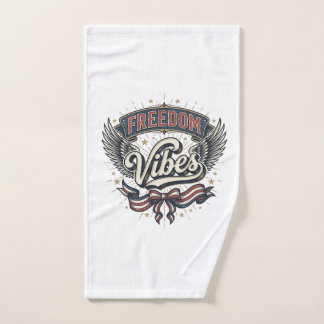 Toalha De Mão Camiseta Patriótica Vintage Vibes de Liberdade_1
