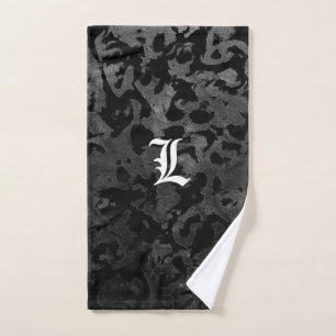 Toalha De Mão Camo moderno - Cinzas pretas e escuras - camuflage