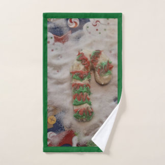 Toalha De Mão Candy Cane Kitchen Hand Towel on Green