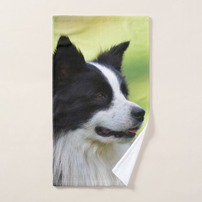 Toalha De Mão Cão Border Collie Preto e Branco (Toalha de mão)