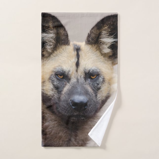 Toalha De Mão Cão selvagem africano em perigo (Toalha de mão)