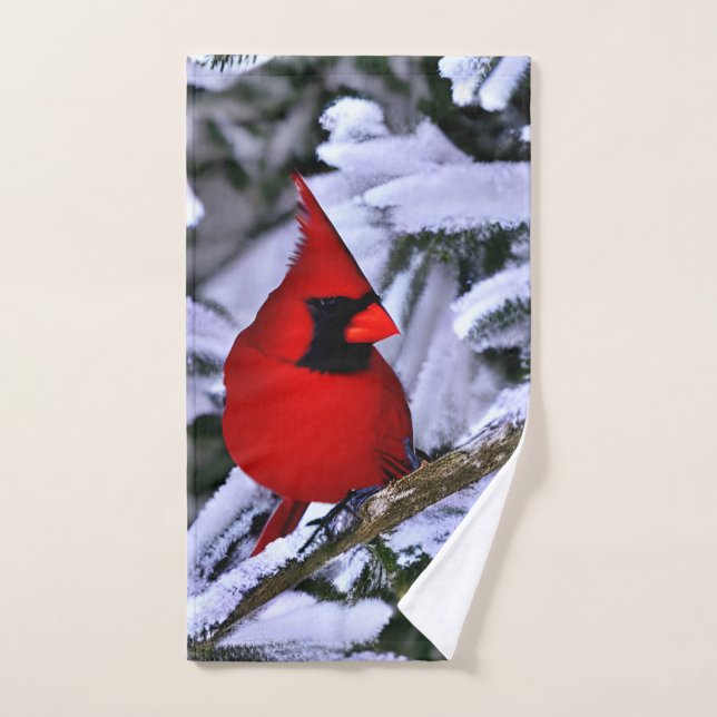 Toalha De Mão Cardeal Vermelho Inverno (Toalha de mão)