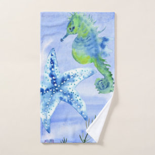Toalha De Mão Cavalos-marinhos E Starfish Com Padrão De Corais