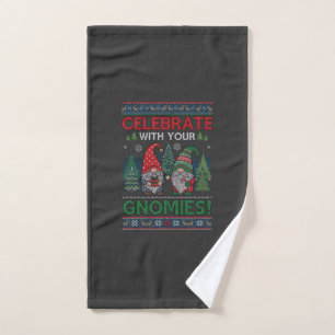 Toalha De Mão Celebre Gnomies Natal Gnomos Árvores Rena
