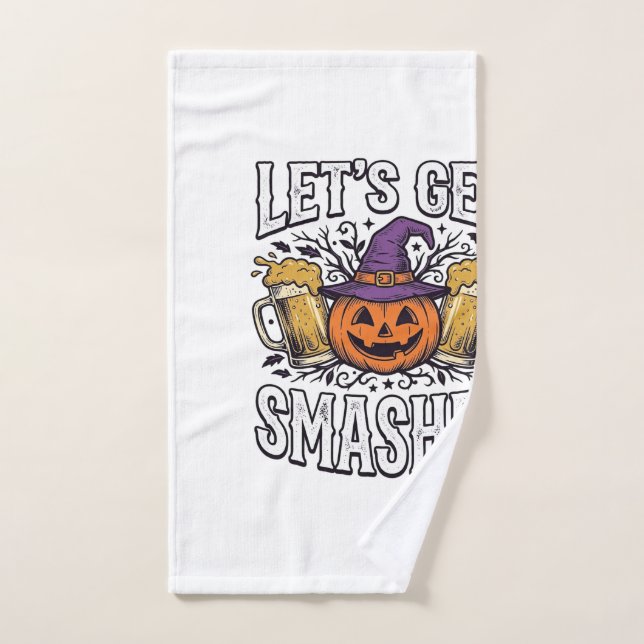Toalha De Mão Cerveja de Abóbora Halloween Let's Get Smashed (Toalha de mão)