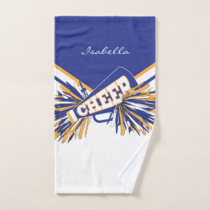 Toalha De Mão Cheerleader em azul, branco e Dourado