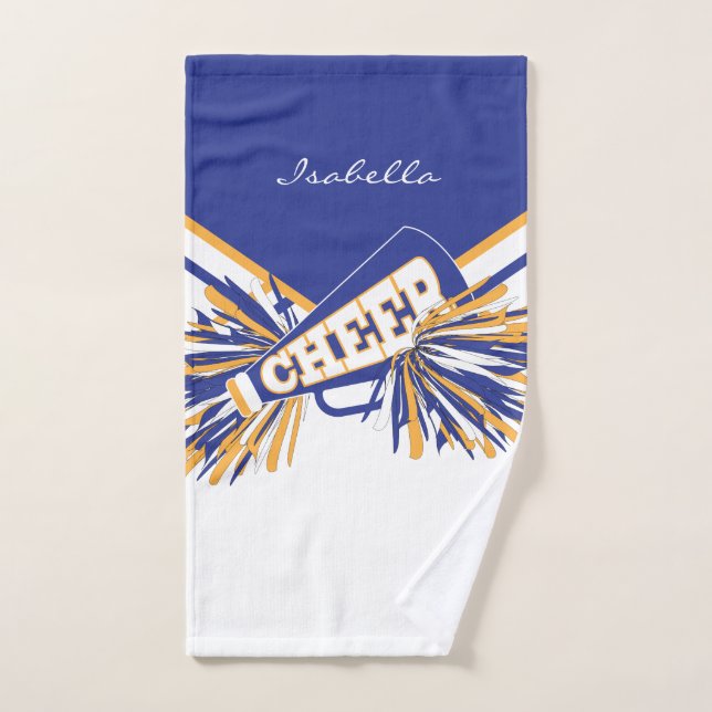 Toalha De Mão Cheerleader em azul, branco e Dourado (Toalha de mão)