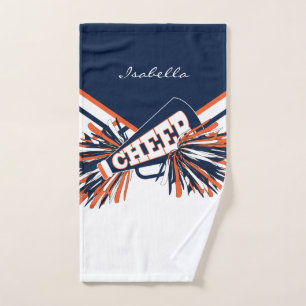 Toalha De Mão Cheerleader em azul, laranja e branco