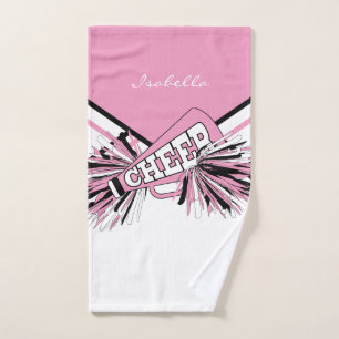 Toalha De Mão Cheerleader em cor rosa, preto e branco