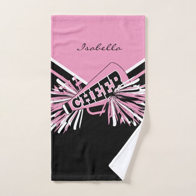 Toalha De Mão Cheerleader em preto, rosa e branco (Toalha de mão)