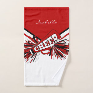 Toalha De Mão Cheerleader em Vermelho, Preto e Branco