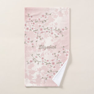 Toalha De Mão Cherry Blossom Apricot Vintage Monograma Floral