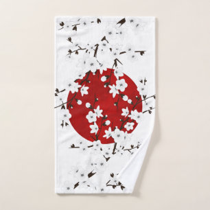Toalha De Mão Cherry Blossoms Red Black White Ascensão Sun