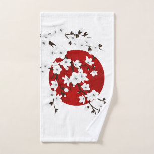 Toalha De Mão Cherry Blossoms Red Black White Ascensão Sun