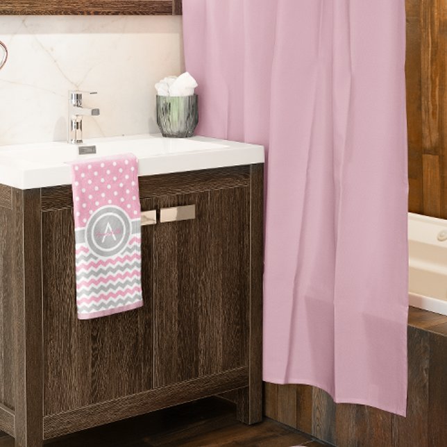 Toalha De Mão Chevron da Bolinhas da Cinza rosa (Criador carregado)