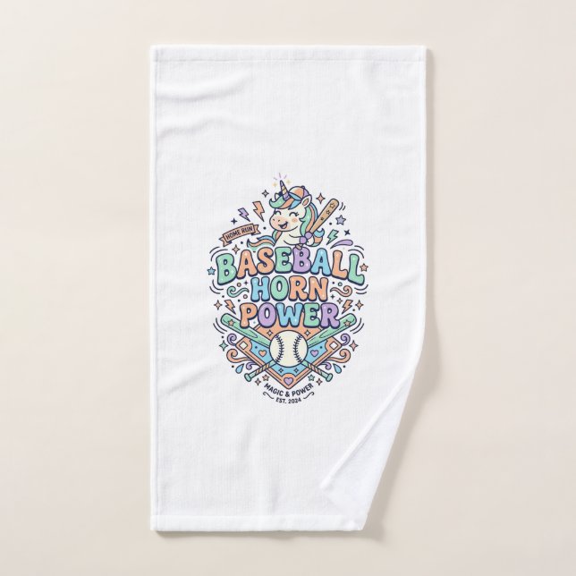 Toalha De Mão Chifre de Beisebol Unicórnio Poder Kawaii Design V (Toalha de mão)