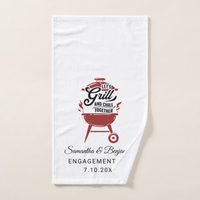 Toalha De Mão Churrasco de Engajamento de Casais (Toalha de mão)