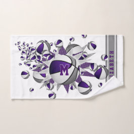 Toalha De Mão cinza roxa esferas de cesto estrelas raparigas mon