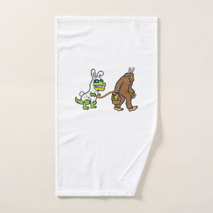 Toalha De Mão Coelho de Páscoa Dino Pé Grande Sasquatch Trex Hom