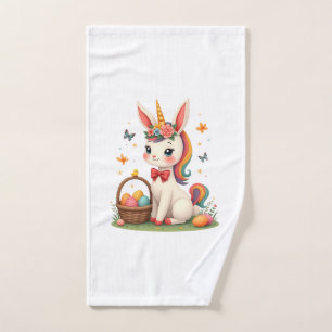Toalha De Mão Coelho de Páscoa Vintage Unicórnio Floral Pastel C