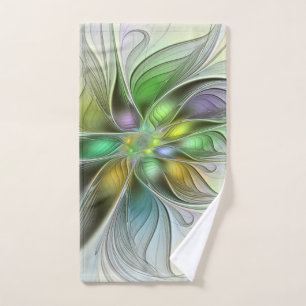 Toalha De Mão Colorida Fantasy Flor Moderno Abstrato Fractal