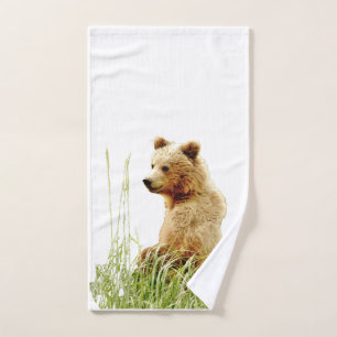 Toalha de mão com o filhote de urso do urso