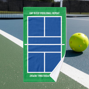 Toalha De Mão Coma dormir pickleball repetir divertido azul verd