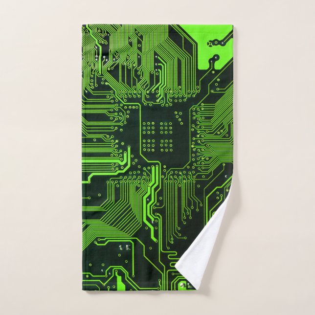 Toalha De Mão Conselho de Circuito Eletrônico Verde de Nerd Extr (Toalha de mão)