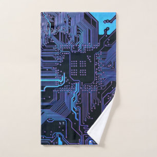 Toalha De Mão Conselho Nerd de saída PCB Blue Electronic Circuit