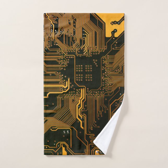Toalha De Mão Conselho Nerd de saída PCB Laranja Circuito Eletrô (Toalha de mão)