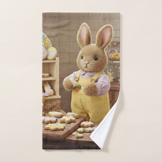 Toalha De Mão Cookies coelhos e Páscoas (Toalha de mão)