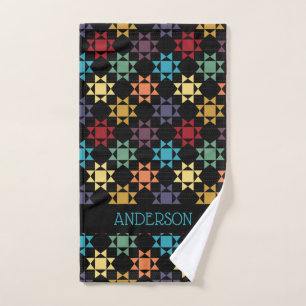 Toalha De Mão Cores Brilhantes de Impressão de Quilt Personaliz