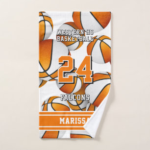 Toalha De Mão Cores do grupo laranja de basquetebol de nome pers