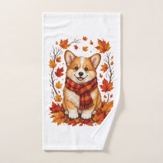 Toalha De Mão Corgi Dog Cozy Outono de Outono