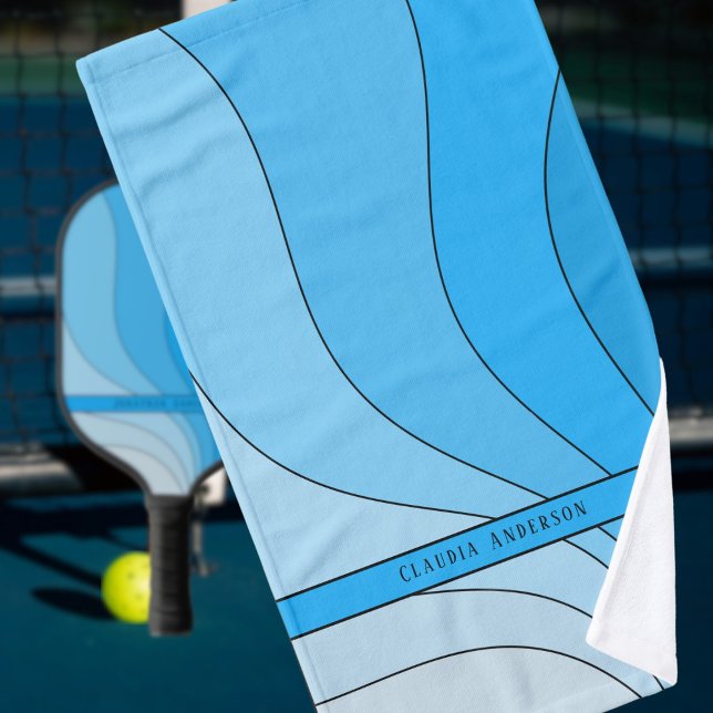 Toalha De Mão Curvas de onda azuis Nome (Criador carregado)